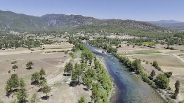 Nehir ağaçları gökyüzü. Kanyonun yemyeşil yeşilliği, görüldüğü gibi. Yüksek kalite fotoğraf