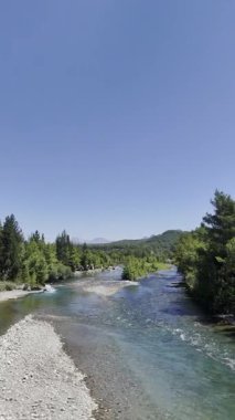 Nehir ağaçları gökyüzü. Kanyonun yemyeşil yeşilliği, görüldüğü gibi. Yüksek kalite fotoğraf
