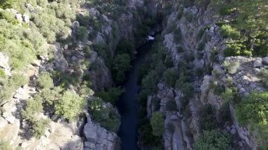 Kanyonun yemyeşil yeşilliği İHA 'dan görüldüğü gibi. Yüksek kalite fotoğraf