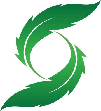 Çevre şirketi için yeşil girdap yaprağı logosu, doğa amblemi, sürdürülebilir konsept sembolü, çevre dostu marka tasarımı