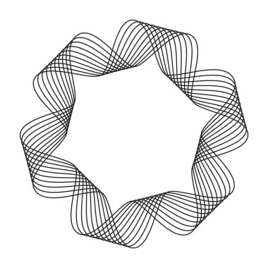 Soyut dairesel çizgi deseni, modern geometrik tasarım, minimal siyah simetrik vektör arkaplan çizimi