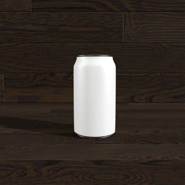 Ahşap zeminde beyaz bira kutusu