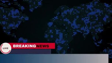 Küresel bir perspektif ve yüksek teknolojili görsel cazibeyle son dakika haberlerini sunmak için tasarlanmış, dünya haritasının dijital bir temsilini sunan son teknoloji bir canlı yayın grafiği..