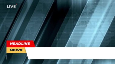 Canlı manşet unsurları içeren modern dijital haber arkaplanı, canlı ve profesyonel görünümlü gerçek zamanlı güncellemeler sunmak için tasarlandı.