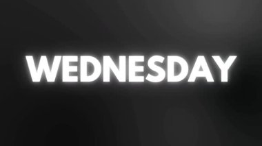 Kelime Çarşamba günü Karanlık Arkaplanda Parlak Neon Metni Gösterimi.