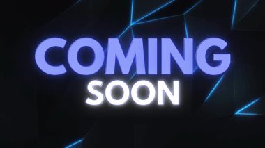 Fütürist Neon Efektleri ve Karanlık Arkaplan ile Modern Coming Soon Metni.