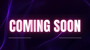 Canlı, neon temalı bir duyuru grafiği. 'Coming Soon' isimli metin şık, soyut, koyu bir arkaplan üzerine aydınlatıldı..
