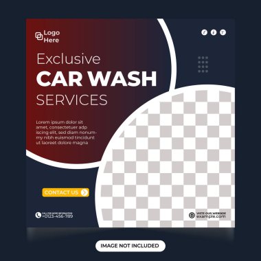 Car maintenance and cleaning service template social media post design. Car washing web banner and instagram post design. Vehicle cleaning service advertisement template. clipart