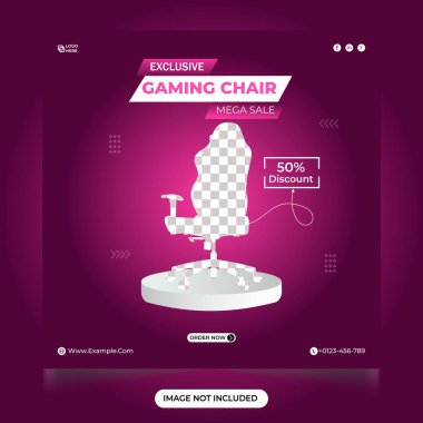 Özel Kumar Lideri Sosyal medya paylaşımı. Özel Mega indirimli sosyal medya Instagram paylaşımı ve web pankartı şablonu. Modern oyun koltuğu satış şablonu.