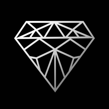 Gümüş elmas. Mücevher logosu tasarımı. Vektör illüstrasyonu