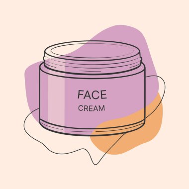 Soyut Arkaplan ile Bir Krem Kavanozun Minimalist Vektör İllüstrasyonu