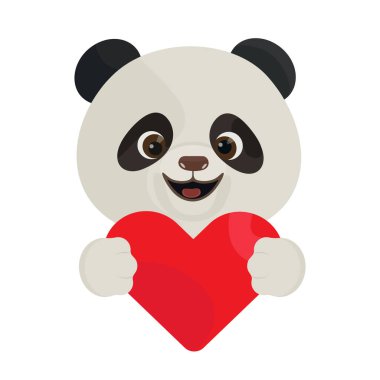 Bir panda çizgi film karakteri, coşkusunu ve sevgisini gösteren büyük kırmızı bir kalp sunar. Dostça bir gülümseme ve anlamlı gözlerle panda şirinliği ve pozitifliği somutlaştırır. Bu...
