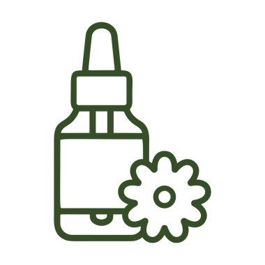 Cilt ve Kozmetik 'i temsil eden bir çiçek şişesinin vektör simgesi. Vektör illüstrasyonu