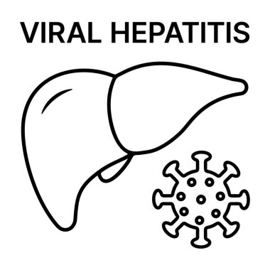 Bu vektör ikonu, hepatit virüsünün her ikisi de temiz beyaz bir arkaplan üzerine kurulmuş bir temsili ile birlikte stilize edilmiş bir karaciğeri gösteriyor. Sağlık eğitimi ve farkındalık için görsel bir araç olarak hizmet vermektedir.