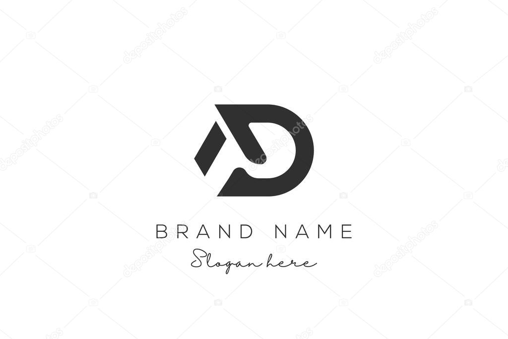 Initial Letter AD Logo Design. AD Logo template. Creative And Modern AD logo.
