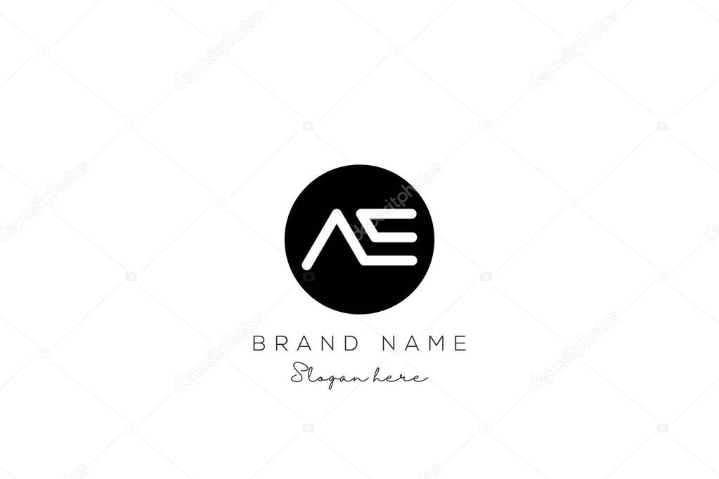 AE Letter Logo Design. Modern minimalistic creative AE letter initial icon vector template. Premium logo with Objects design. Elegant corporate identity.