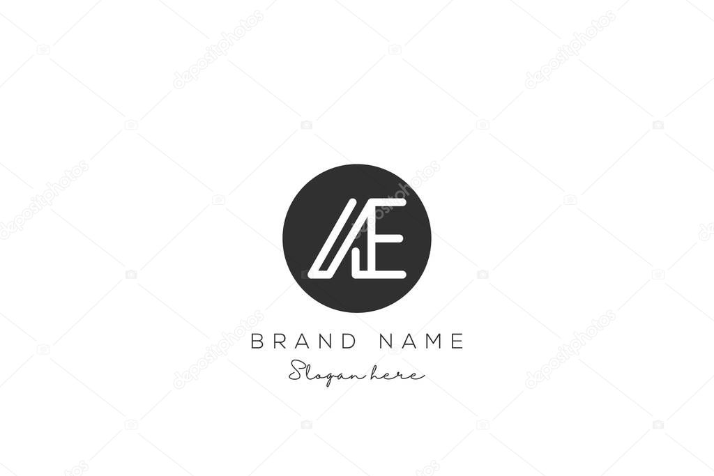 AE Letter Logo Design. Modern minimalistic creative AE letter initial icon vector template. Premium logo with Objects design. Elegant corporate identity.