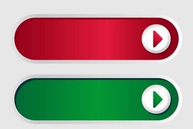 İki adet minimalist, kırmızı ve yeşil renkli yuvarlak dikdörtgen düğme, her birinde bir oyun ikonu var. Bu çok yönlü düğmeler video başlatmak gibi çeşitli amaçlar için kullanılabilir