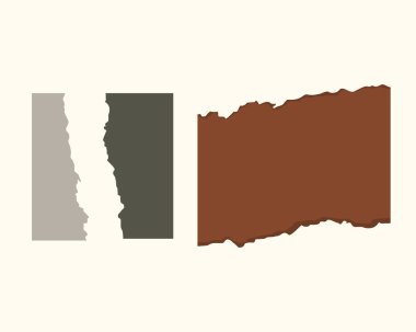 Krem zemin pembesi üzerinde iki yırtık kağıt parçasının olduğu soyut bir resim sol tarafta yatay çizgiler ve sağ tarafta kare şeklinde bir şebeke ile açık yeşil. Zıt renkler ve dokular çeşitli kullanımlar için görsel olarak bağlanan bir tasarım oluşturur.