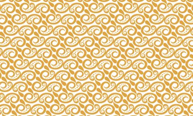 Beyaz bir arka planda kusursuz altın turuncu kıvrımlar ve noktalar, zarif bir akış ve hareket yaratır. Web geçmişleri, duvar kağıtları, ambalaj, kumaş baskıları ve markalaşma için ideal. 