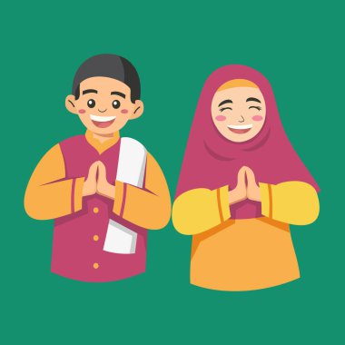 Müslüman bir çiftin İslami gelenek ve bayramlarla ilgili kart ve tasarımlar için uygun bayram kutlamaları, ramazan ve bayram kutlamaları sunmasının yürek ısıtan bir örneği..