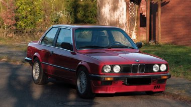Emden, Germany - 02 05 2023: Side view of the icon retro german car on the street. Vintage sports car