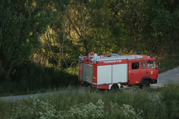 Вогневий Автомобіль Вантажівка Вогневі Буріння Тренування Навчання Рятувальної Операції Пожежна — стокове фото