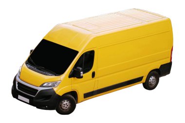 Beyaz Arkaplanda Teslimat Acil Durum Ticari Aracı 'nın ayrı bir görüntüsü. - Acil Yardım Aracı. Postacı Otomobil. Beyaz Arkaplanda Teslim İçin Otobüs.