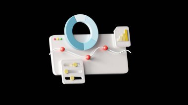 Pürüzsüz yükselen eğrisi olan borsa turta grafiği grafiği ve finansal raporlar ve analizler için düğmeleri aç. Yüksek Düşük Riskli Bölünmüş Yatırım.