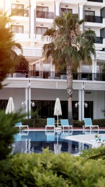 Luxury Resort Hotel Swimming Pool Surrounded By The Palms