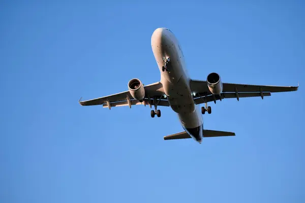 stock image Airplane Aircraft in Final Approach with Stand-by Landing Gear Down