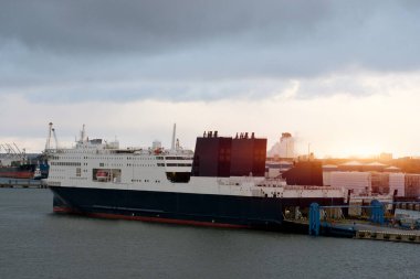 Ro-Ro Passenger Ferry Moored Alongside the Terminal clipart