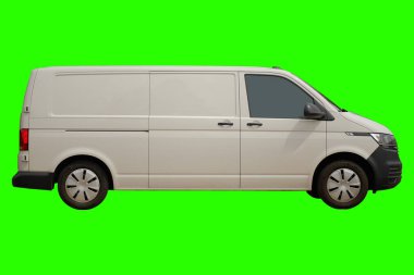 Kargo Kargo Van Tarafı Görünümü Kroma Anahtar Yeşil Ekran Arkaplanında İzole Edildi