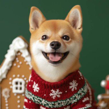 Şirin Shiba - u - Noel süslemeli köpek