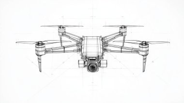 Kameralı 3D İHA. 3D illüstrasyon.