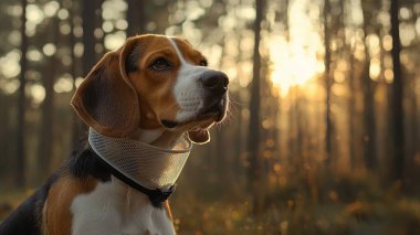 dog in the forest. jack russell terrier, dog, pet, walk. nature. autumn sunset in the park