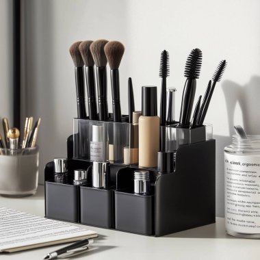 professional makeup artist tools on table