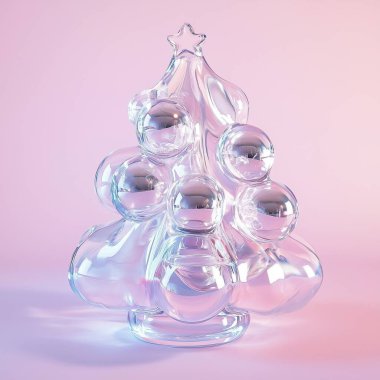 transparent christmas ball with christmas tree 3 d