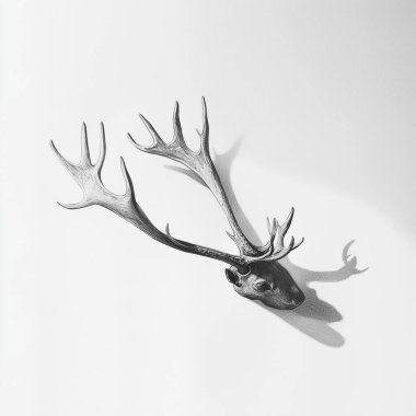 deer antlers on white background, top view