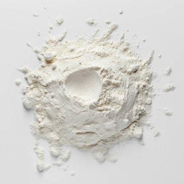 pile of dry flour on white background