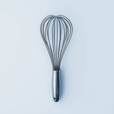 a vertical shot of a whisk isolated on a gray background