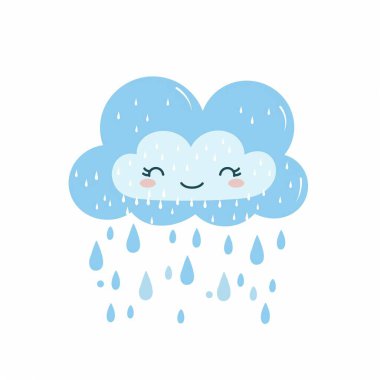 cute cloud with rain cartoon