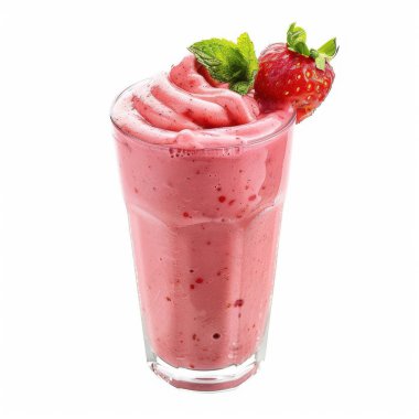 Beyaz arka planda taze böğürtlenli çilekli smoothie.