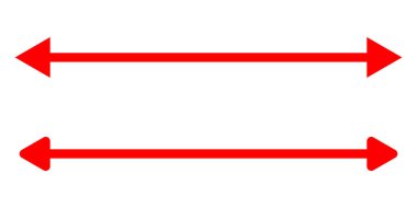 Uzun kırmızı ok simgesi seti. İzole edilmiş beyaz arkaplanda çift ok simgesi. Uzun ok. EP 10.