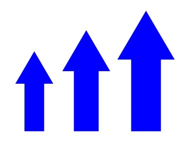 Beyaz arka planda büyüyen bir iş oku. Ok simgesi vektör simgesi ayarlandı. Mavi ok simgesi. 