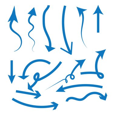 Elle çizilmiş oklar, sunum için elementler. 