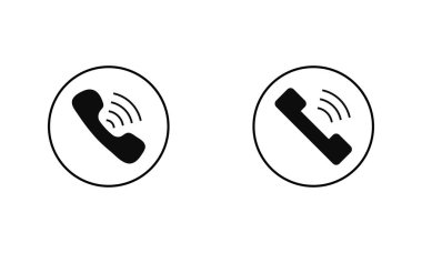 Telefon alıcı simgesinin vektör kümesi. satır telefon simgesi seti.