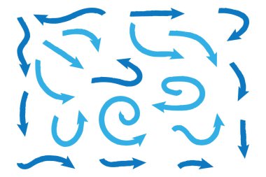 Mavi renkli ok koleksiyonu. vektör illüstrasyonu