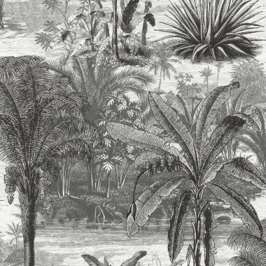 toile de jouy dipsiz desen dijital baskı için, palmiye ağacı deseni, duvar kağıdı için dikişsiz dekor deseni, soyut siyah beyaz duvar kağıdı, orman deseni.