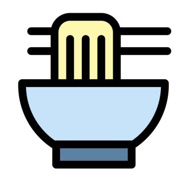 Bowl of noodle soup with chopsticks - clean and modern chinese icon. clipart